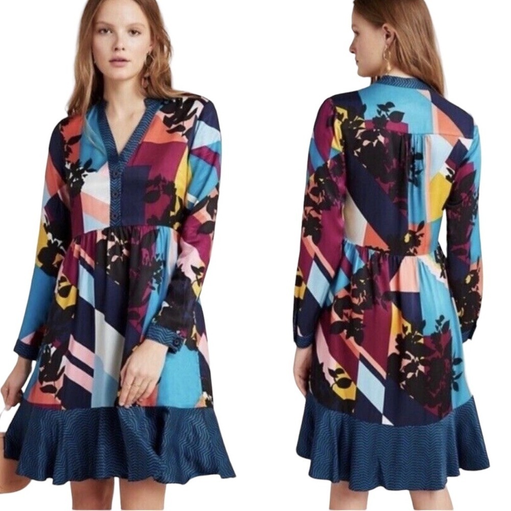 Anthropologie Maeve “Gillian” Abstract Color Block Dress